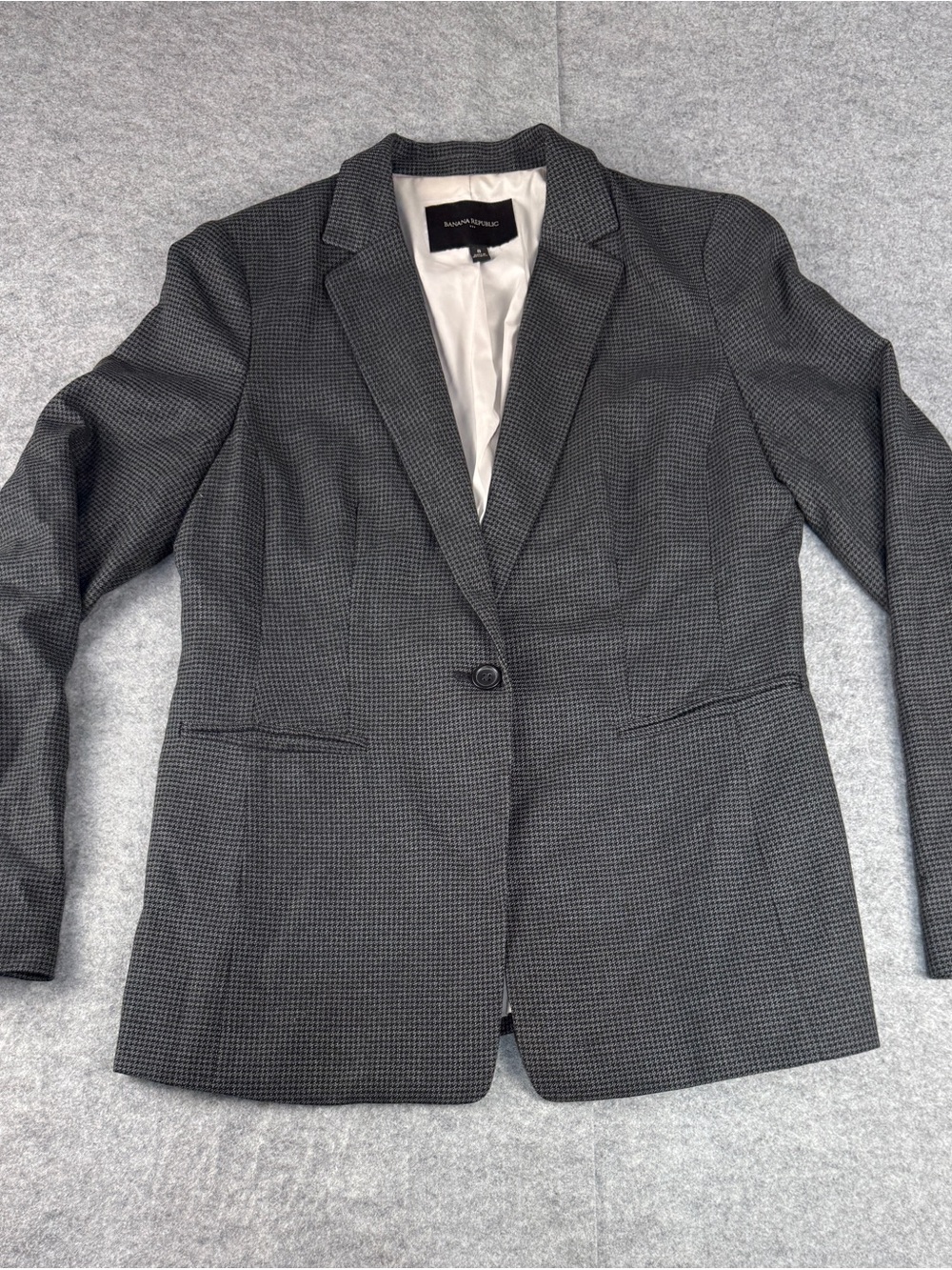 Banana Republic Micro Houndstooth Blazer Size 8 | Gray